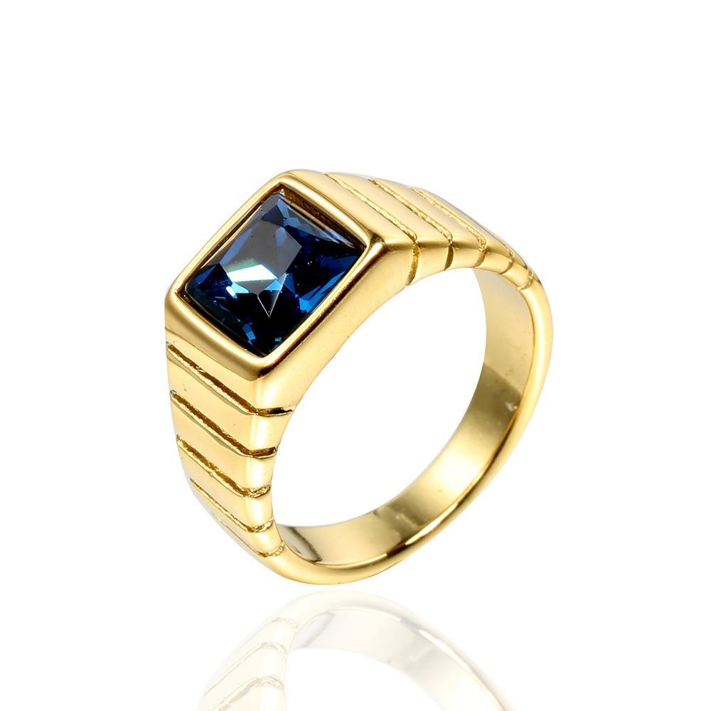 

Мужское модное кольцо из титановой стали с драгоценным камнем Стильные прочные украшения для мужчин No. 8