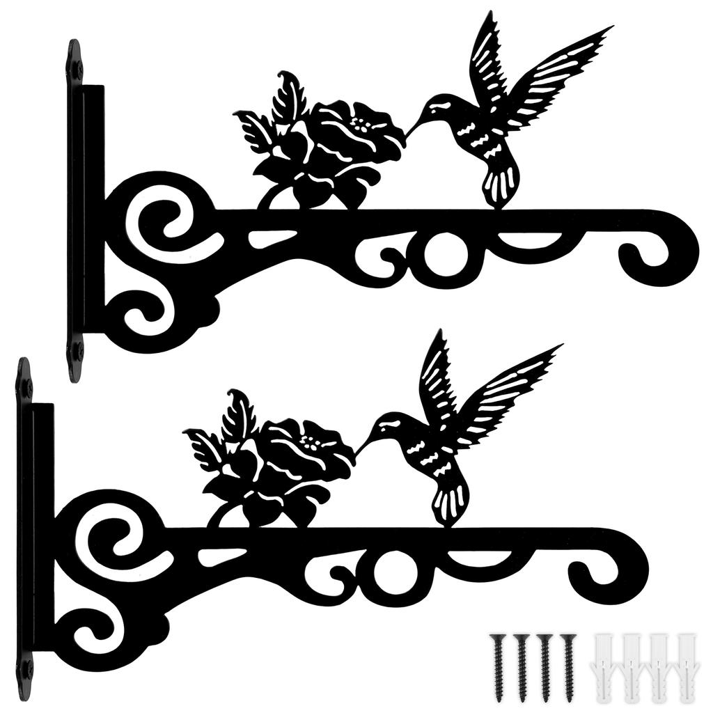 2 Pcs Hanging Plant Bracket Wall Hanging Hook 10 Inches Iron Plant Hanger Wall Plant Hanger for Garden Lantern Light Bird Feeder