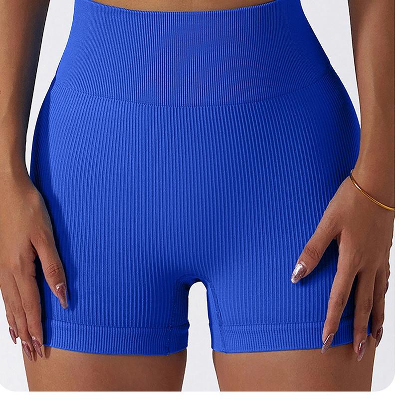 Women Seamless Yoga Shorts Striped Compression Running Shorts Skinny Activewear Gym Fitness Sport Summer Workout Solid Color Comfortable Lady Shorts