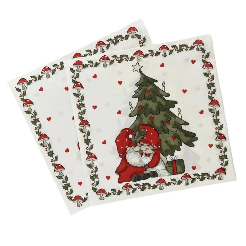 

20 шт./упак. 33*33 см 2-слойные одноразовые салфетки для вечеринок с рождественским узором