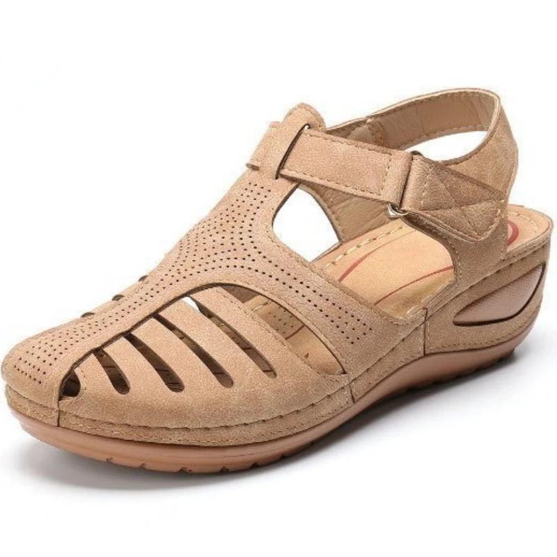 Ladies' Black Sandals with Summer Wedge Heel and Non Slip Toe Cap Elegant Outdoor Style, Women's One Foot Shoes Plus Size 35-43