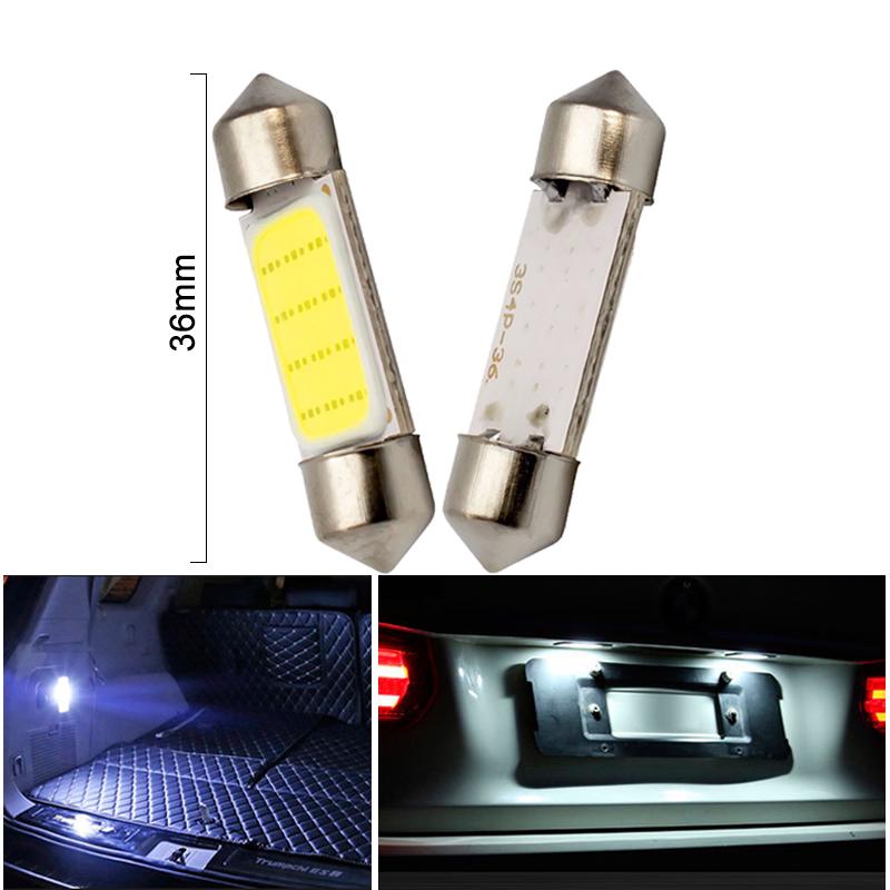 2 PCS C5W C10W Festoon 31mm 36mm 39mm 41mm LED Bulbs COB 12SMD 12V 7000K White Car Interior Dome Reading License Plate Lights