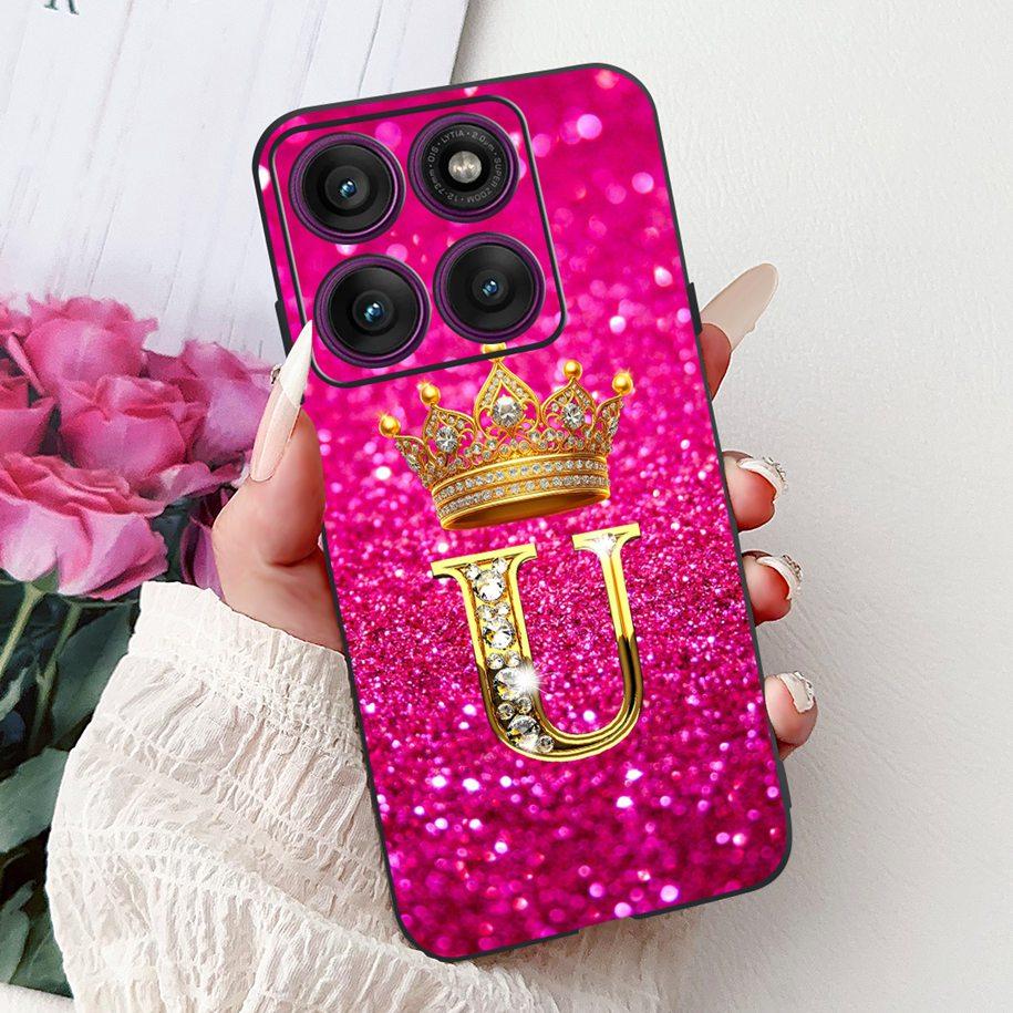 For Motorola Edge 60 Pro Case 2025 Luxury Crown Letters Soft Silicone Black Phone Cover For Moto Edge 60 Fusion 60s Edge60 Funda
