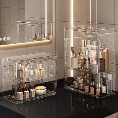 Transparent Desktop Cosmetics Organizer Makeup Storage Box Dustproof Cosmetics Storage Cabinet Perfume Big Capacity Storage Rack