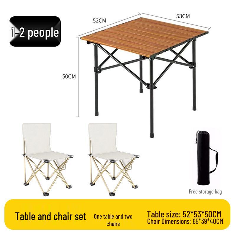 Outdoor Portable Folding Table & Chairs Set - Lightweight Roll-Up Table with Camping Seats