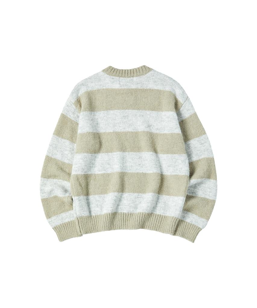 COMONINOZ Hairy Stripe Pullover [Khaki]