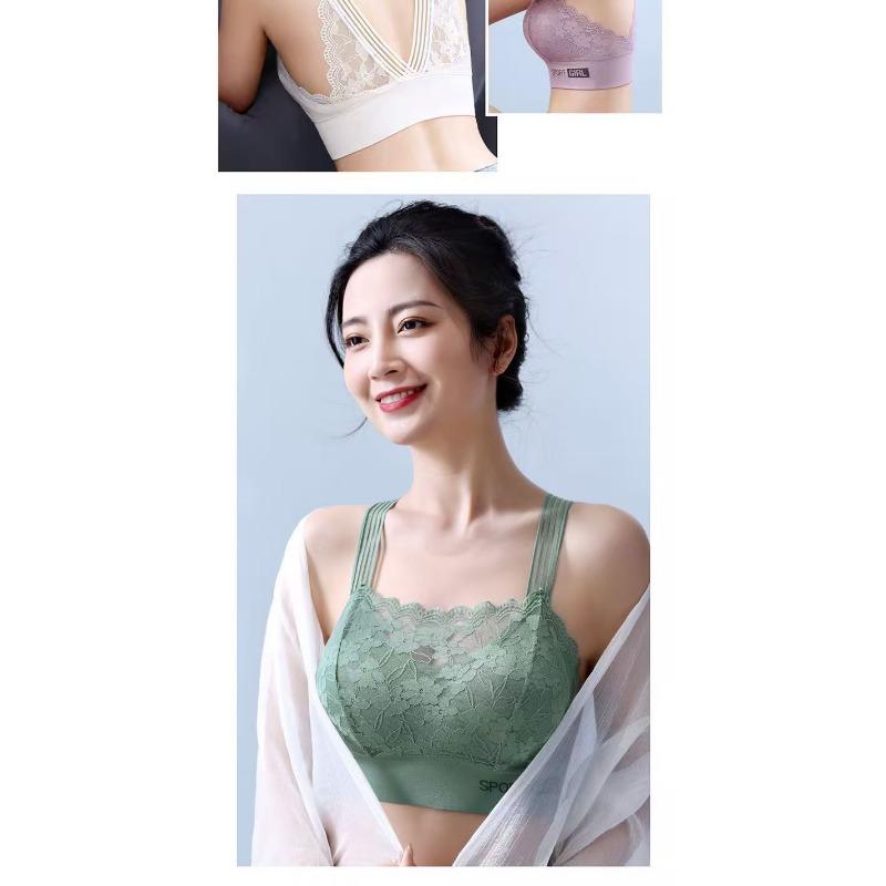Wireless Chest Padded Plus Size Lace Beauty Back Bra For Women