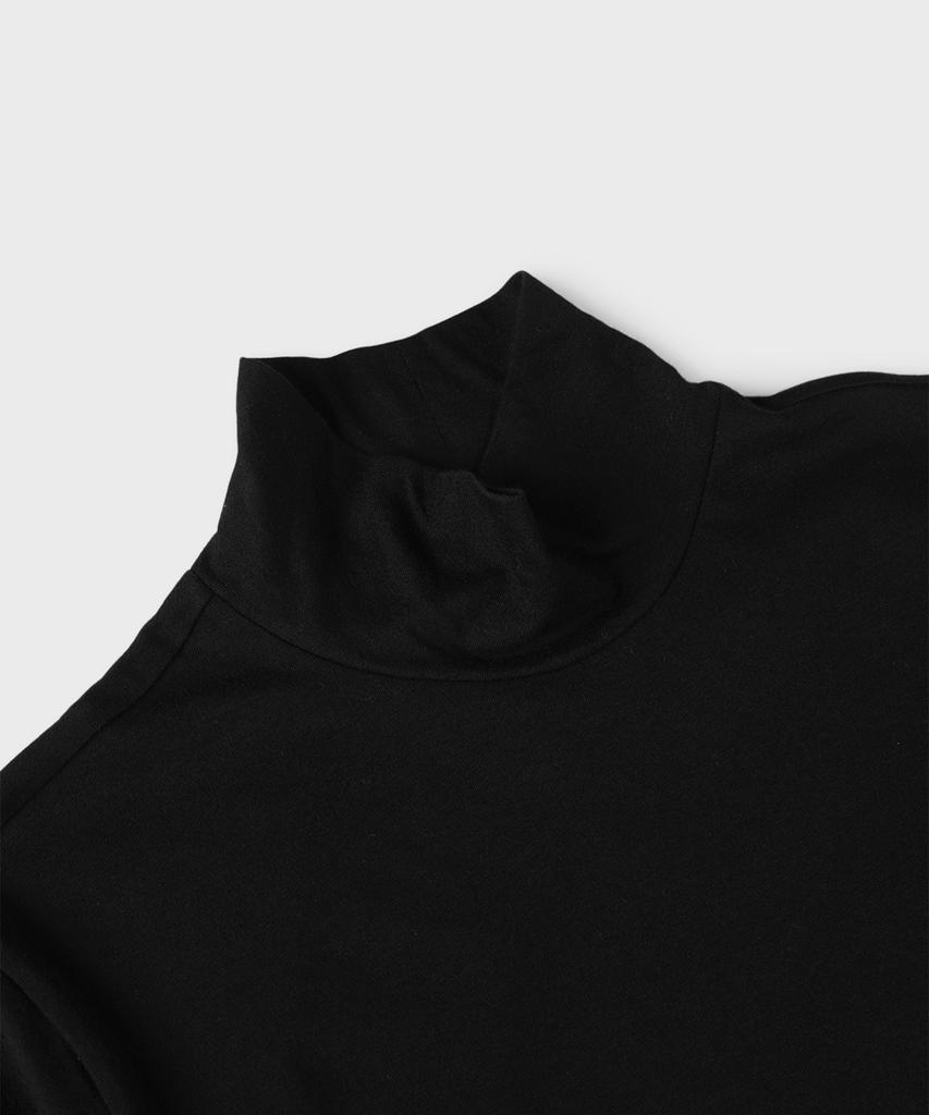 PANICALE Black Basic Mock Neck Logo T-Shirt (Type A)