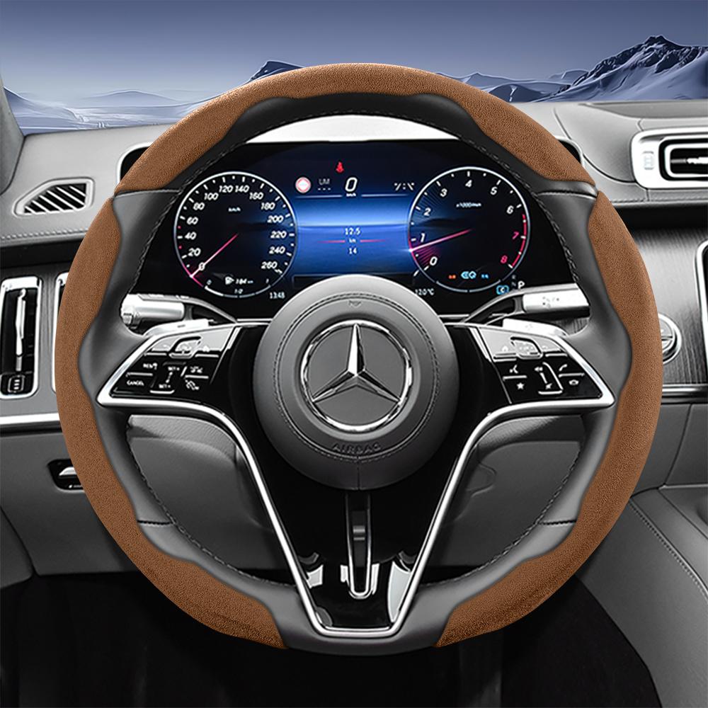 Suitable for Mercedes-Benz Sports Suede Steering Wheel Covers with Split Snap-On Design for V G S a E C Class Gle Glc Gla Glb Cls Cla Eqb Eqe Eqs Amg 