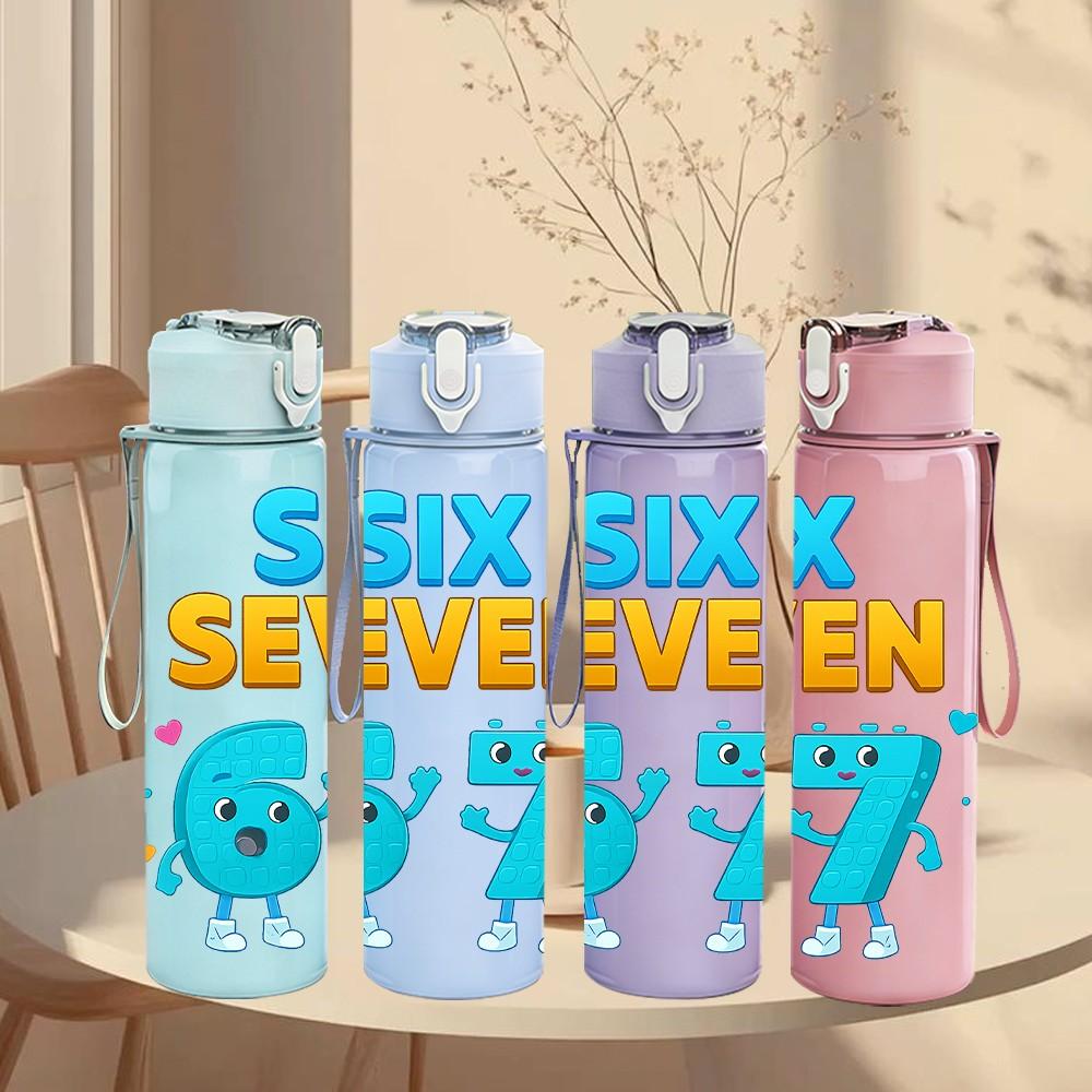 1PC Six Seven Birthday Character 750ml Color Plastic Sports Water Bottle Leakproof Flip Straw Lid Suitable for Sports Office Home Use