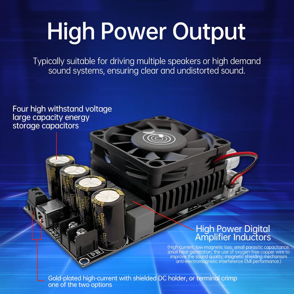 ZK-6001 DC18-50V Active Subwoofer Pure Post Amplifier Board Low-Pass Filter Mono 600W Frequency Volume Adjustment TPA3225