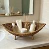 Large Capacity Plastic Hand-Woven Basket Hollow Drain Camping Tray Desktop Organizer  Picnic Use