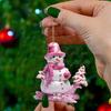 Pink Snowman Christmas Decorations Flat Printing 2D Acrylic Hanging Pendants Car Hangable Embellishment Christmas Gift
