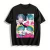 Anime Style Blue-haired Boy Print Top Unisex Loose Casual Long-sleeve T-shirt Trendy Graphic Tee Pure Cotton T-shirt