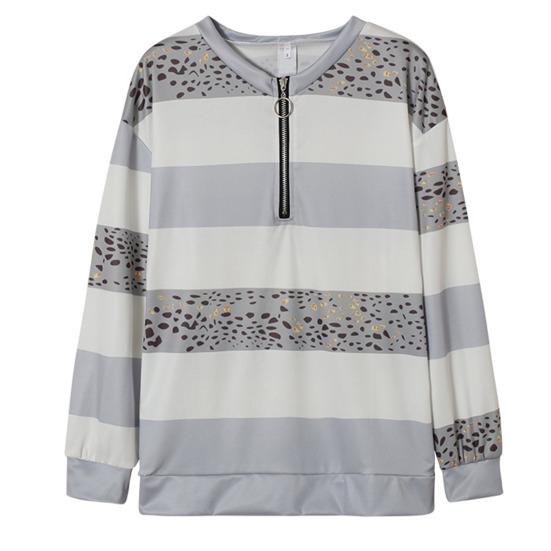 

Свободный женский топ на молнии из полиэстера Элегантный повседневный пуловер