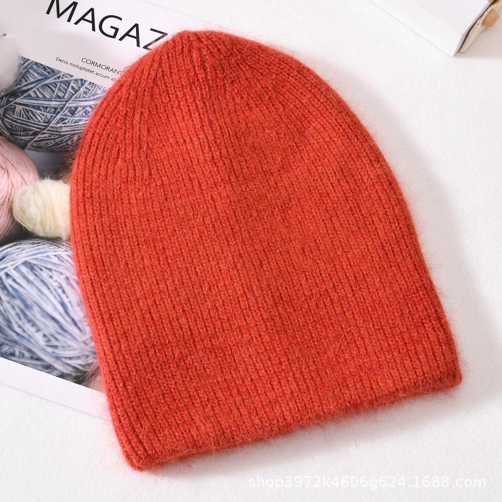Autumn and winter solid color small sequins soft men's and women's warm wool hats Angola long rabbit hair knitted hat rabbit down cold hat