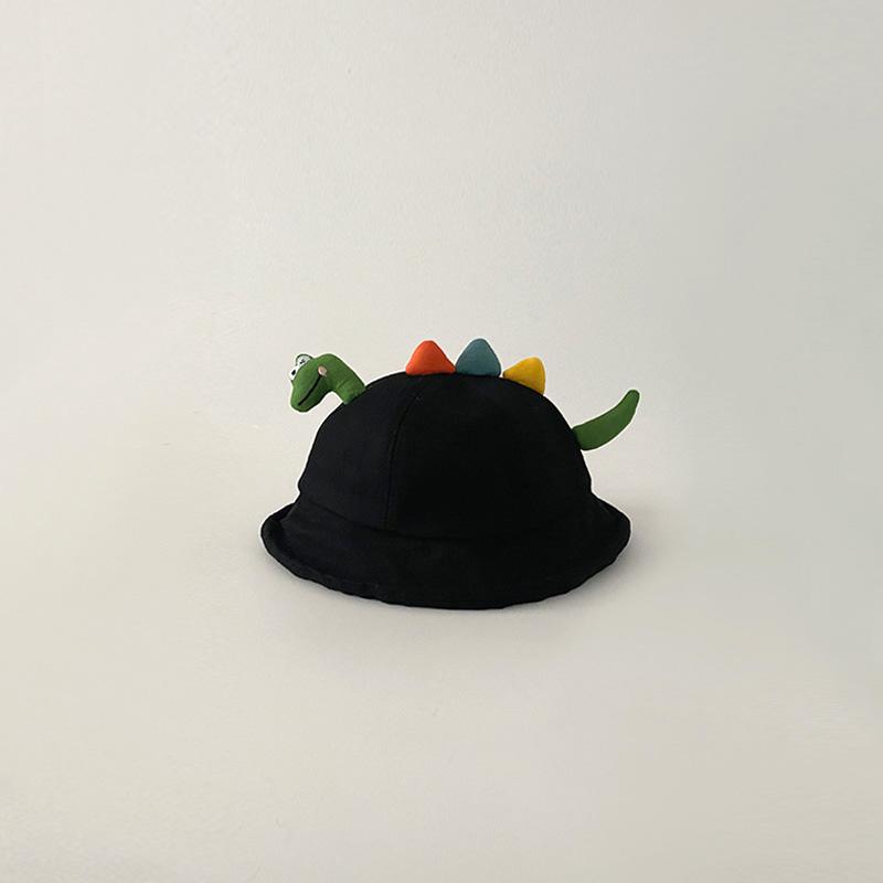 

Милая детская шляпа-ведро с динозавром, весна-лето, защита от ультрафиолета, для мальчиков и девочек, рыболовная кепка, солнцезащитный козырек для путешествий, детская шляпа от солнца чёрный