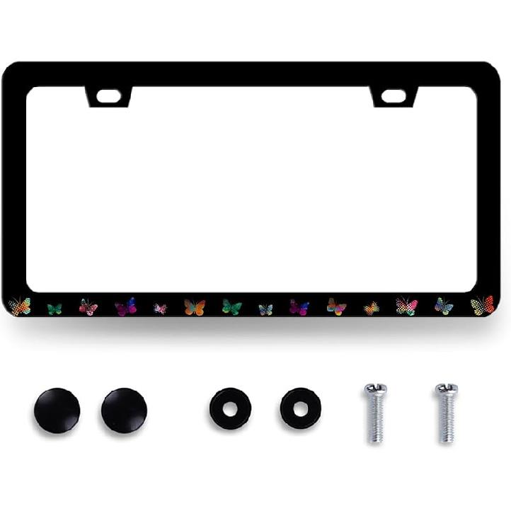 Funny License Plate Frame What‘S Your Favorite Scary Movie License Plate Holder Stainless Steel Auto Parts Blood License Plate Decoration For Men