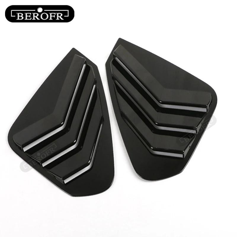For Toyota RAV4 2pcs Carbon Fiber Look Style 1/4 Quarter Car Side Window Scoop Cover Five Slot Open Louvers Cover Vent Baking black