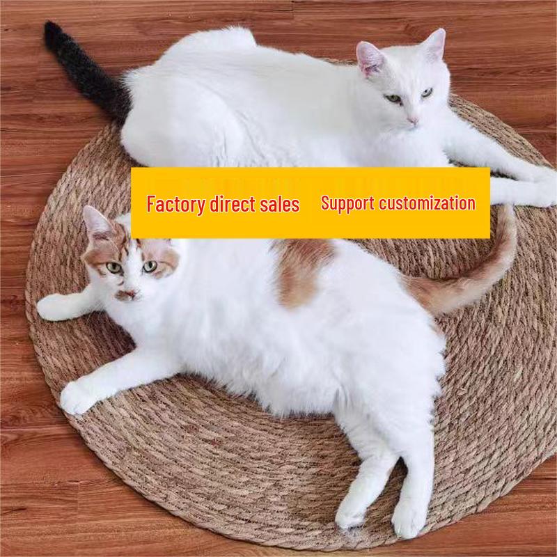 Durable Cat Scratching Post with Cattail, No Shedding, Includes Scratching Bowl, Cat Bed, and Woven Sleeping Mat