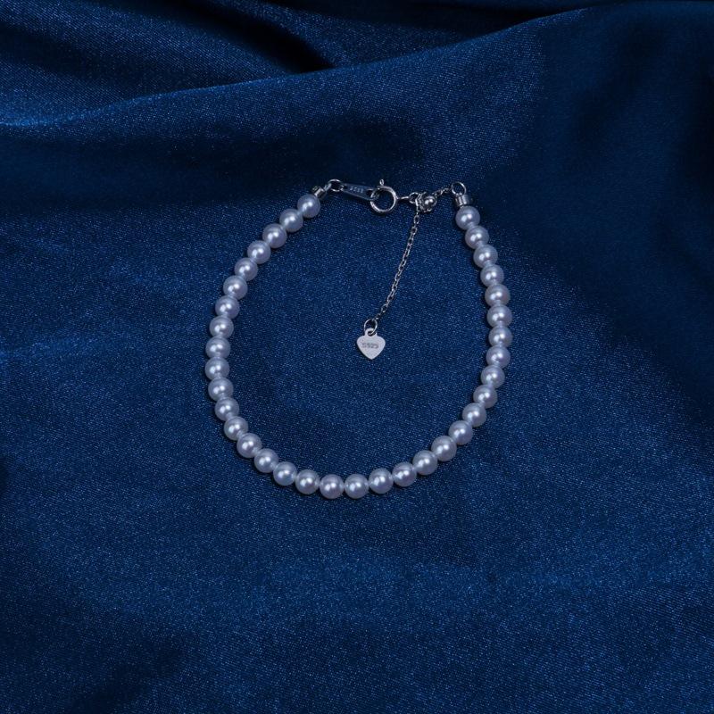 Zhuji Shanxiahu Freshwater Pearl Bracelet - Round Aurora, Flawless Millet Bead, Stackable Design No белый