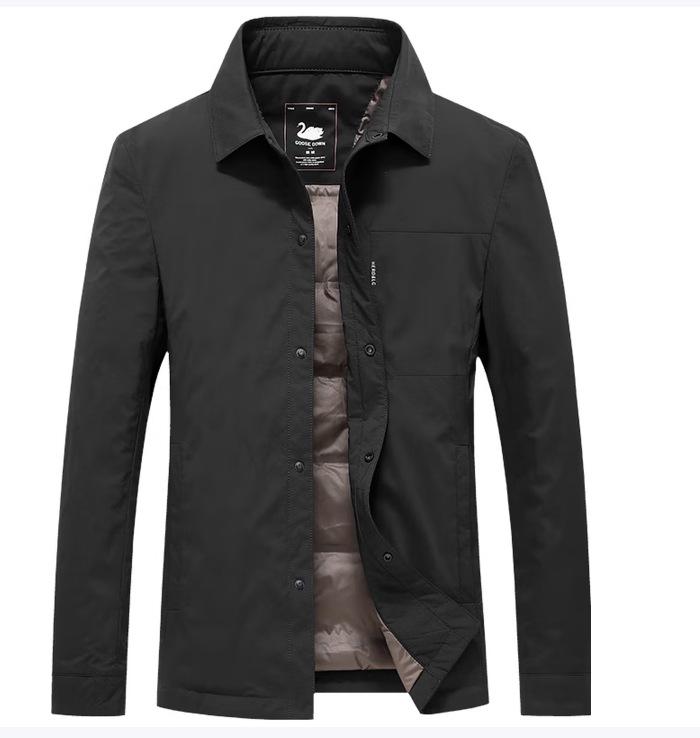 2026 Autumn/Winter Men's High-End Patchwork Goose Down Jacket - Warm Lapel Coat