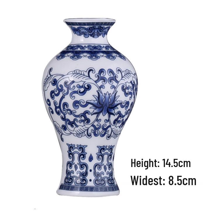 Blue and White Porcelain Chinese Zen Wall Vase - Ceramic Hanging Ornament for Office or Home Decor