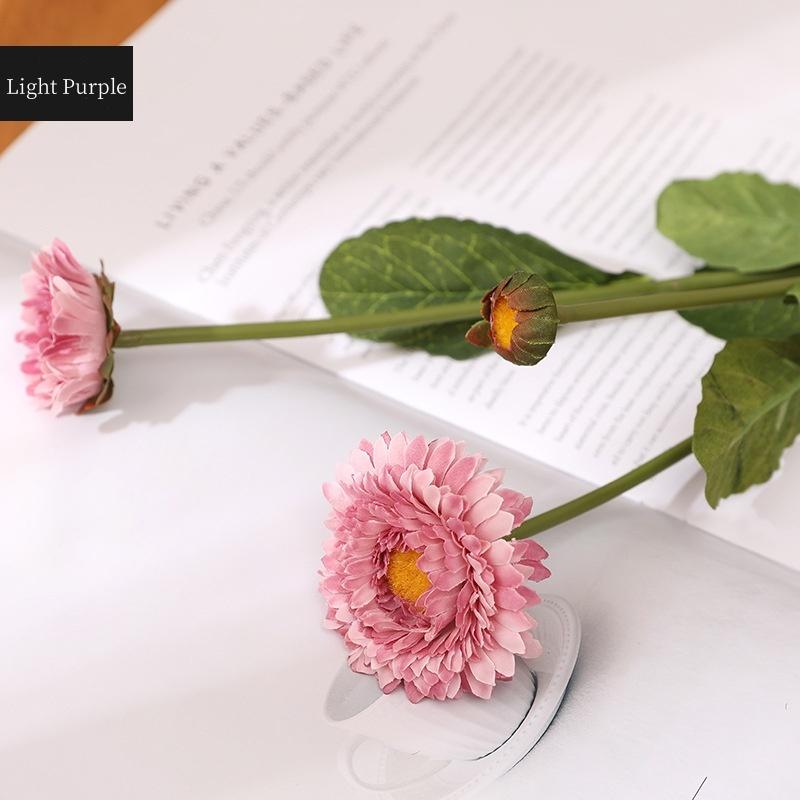 

Искусственный цветок ромашки 3 головки календулы искусственный цветок хризантемы для свадебной вечеринки украшение домашнего стола 38 см длинная ветка светло-фиолетовый