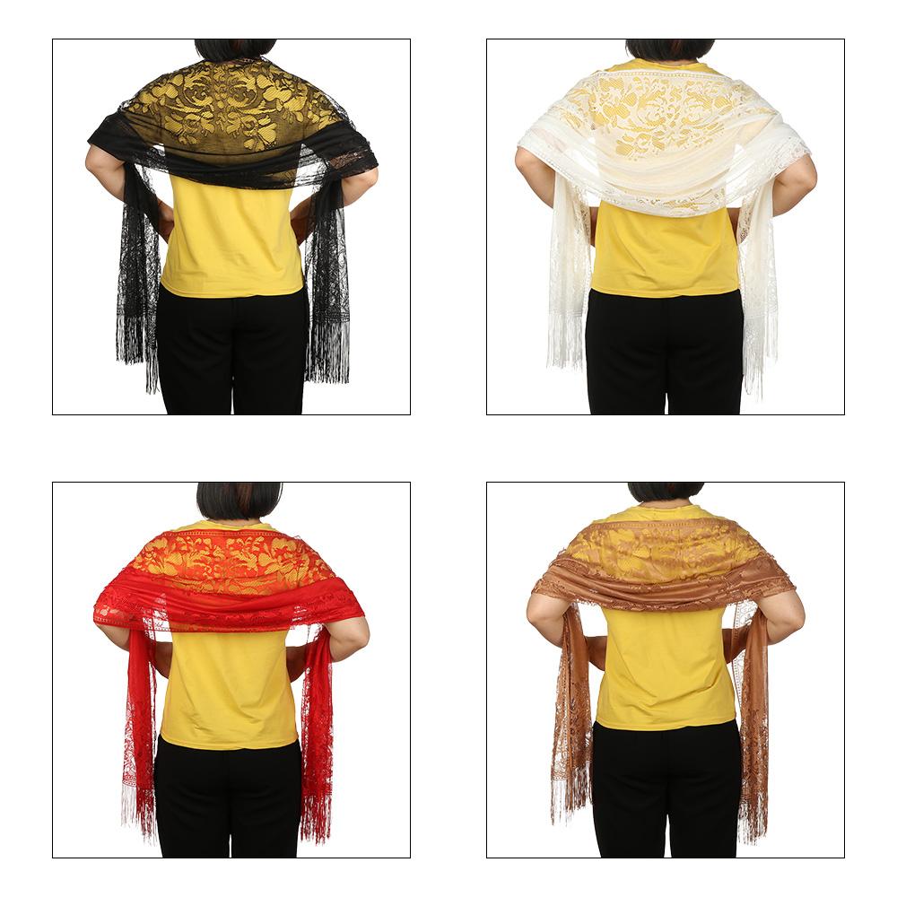 

Beautiful Elegant Party Dinner Pashmina Scarf Wedding Wrap Shawl Lace Central Chic Tulle червоний