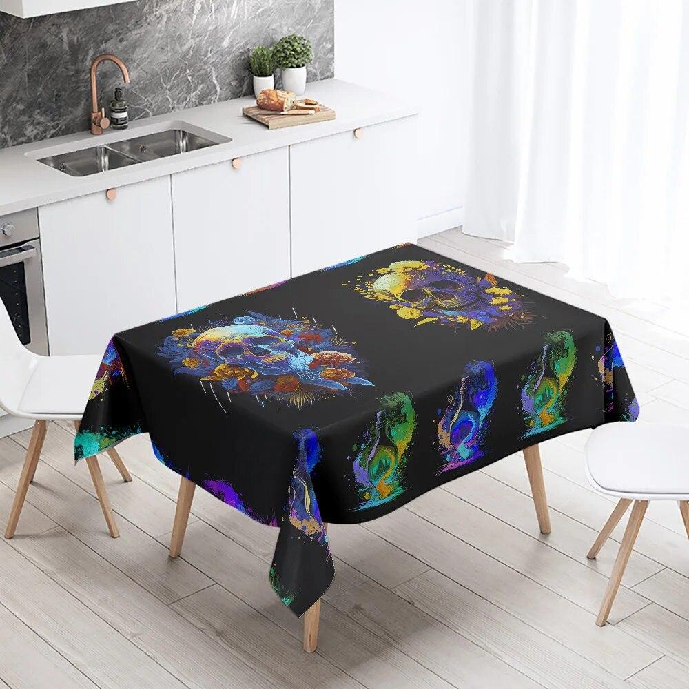 Magic Bottle Colorful Skull Tablecloth Home Decor Stain Resistant Waterproof Table  Rectangular Kitchen Fireplace Tops