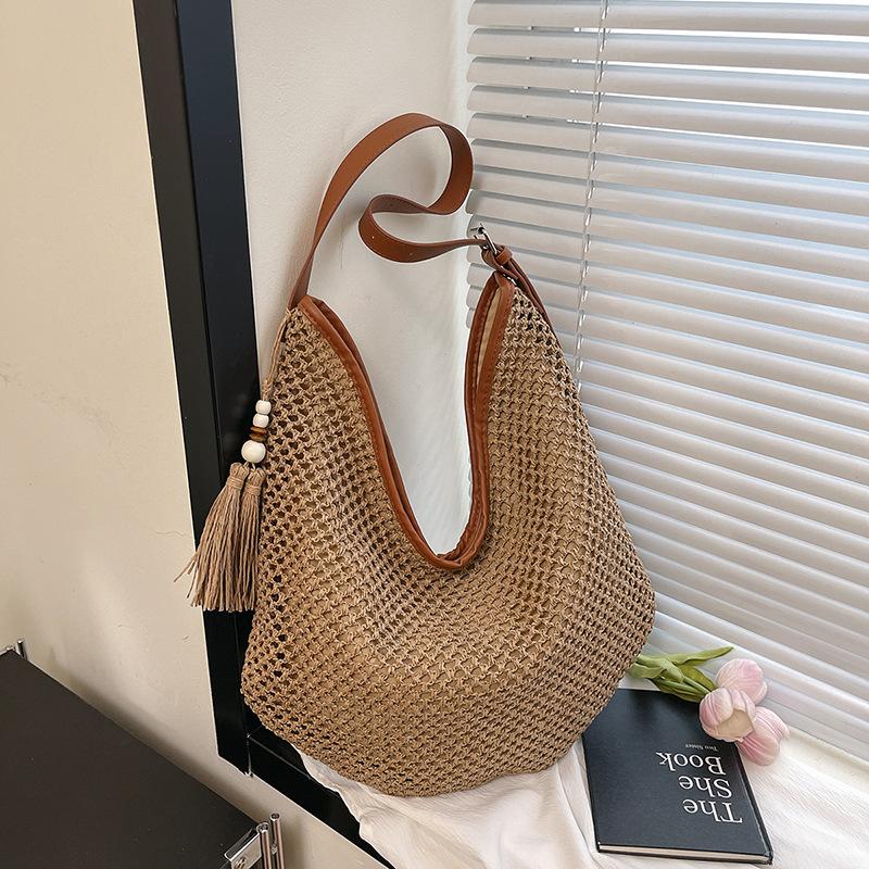 

Летняя новая популярная плетеная модная сумка подмышку женская пляжная сумка-тоут на плечо для отпуска на море хаки