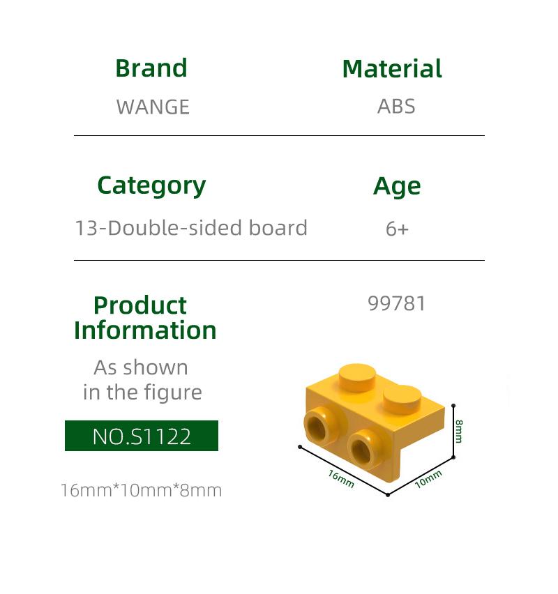 194Pcs/lot 99781 Bracket 1x2 - 1x2 Block Moc Colour Accessories Works With featuring Brick DO IT YOURSELF Children's Toy Assembly Parts