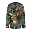 Women's Fashion Christmas Print Long Sleeve Knitted Cardigan Button Jacket