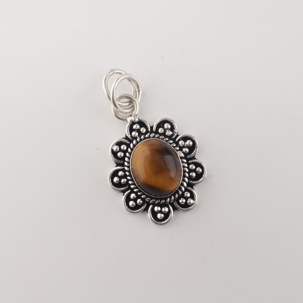 Yellow Tiger Eye Gemstone 925 Sterling Silver Jewelry Designer Women Pendant 1.37" Gift CP-40-25