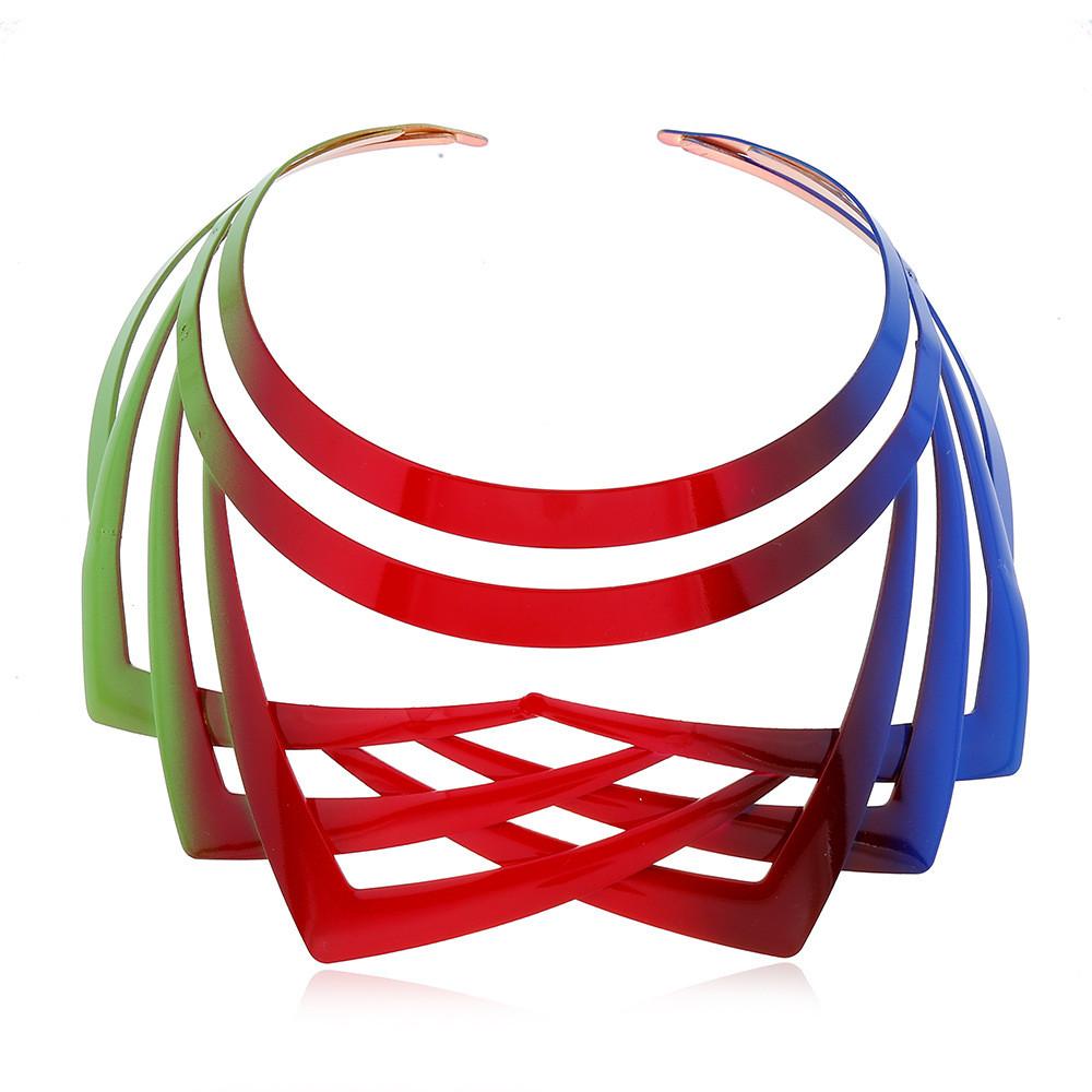 Geometric Metal Collar Necklace With Multilayer Chain For Trendy Women