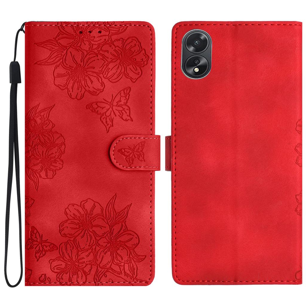 For Oppo A38 4G/A18 4G Case PU Leather Phone Cover Butterfly Flower Card Slot Holder Stand