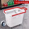 Thickened Plastic Shopping Basket with Wheels Handheld KTV Basket Convenience Store Caddy Vegetable Basket Pull Rod Basket