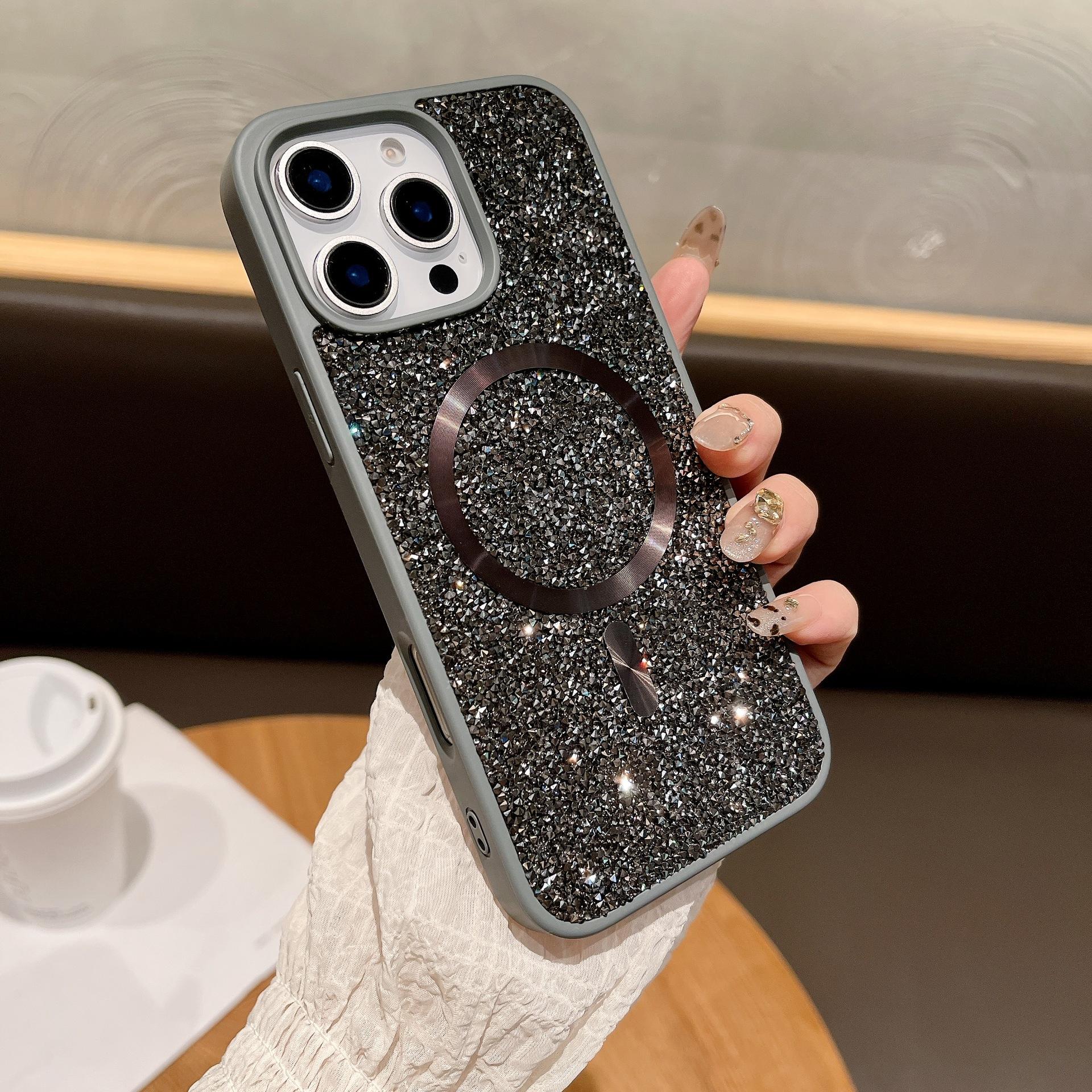 

Для IPhone 16 Promax Новый бриллиантовый магнитный картхолдер Чехол для телефона Все включено Защита от падений для Samsung S25ultra For iPhone16