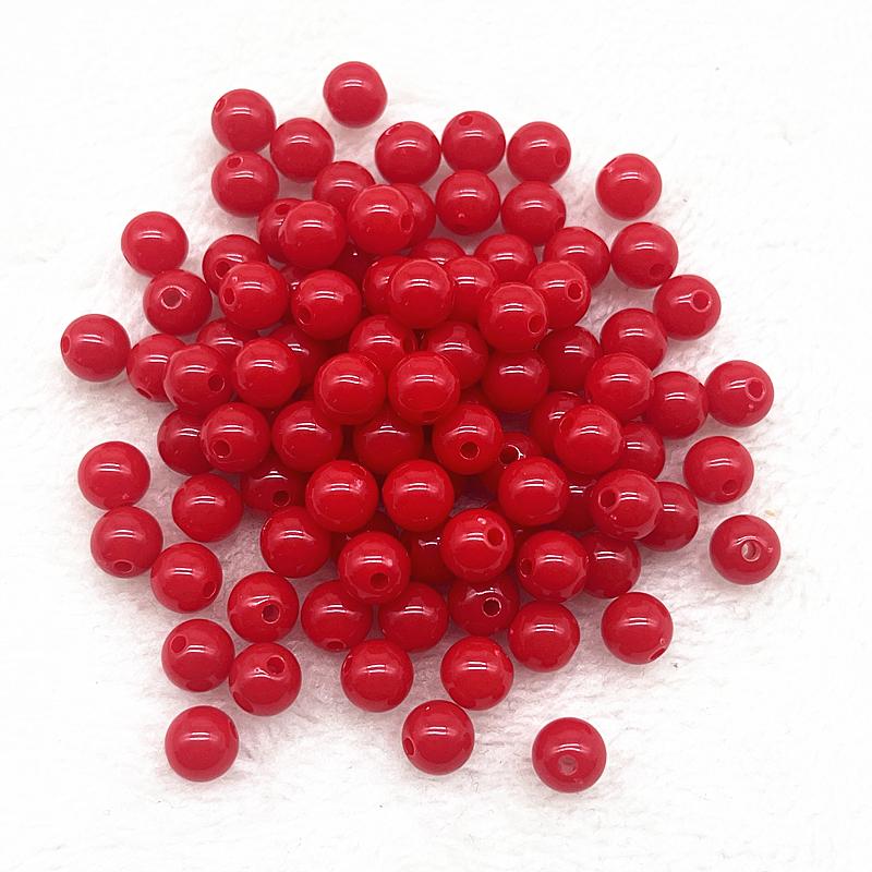 4/6/8mm Runde Anhänger Acrylperlen Lose Abstandshalterperlen zum Schmuckbasteln DIY Handgemachtes Armband Halskette