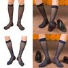 Mens Nylon Sheer Thin Suit Socks Business Dress Socks Blue Striped See Through Formal Dress Over the Calf Stockings