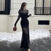 Ilya's New French Black Long-sleeved Mesh Dress Has A High Sense of Elegance and Elegance. Spice Girl