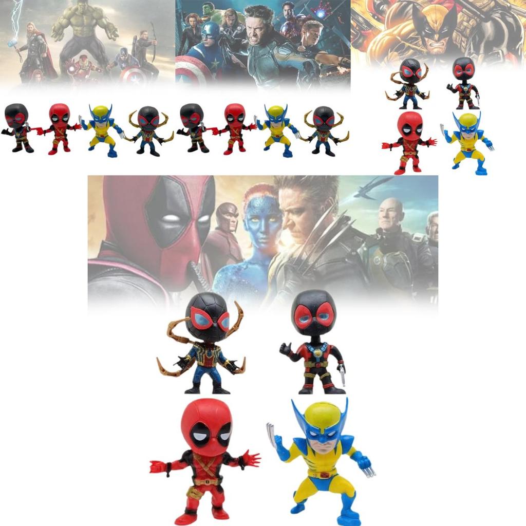 Deadpool And Wolverine Adorable Pvc Figure Superhero Movie Cartoon Decoration