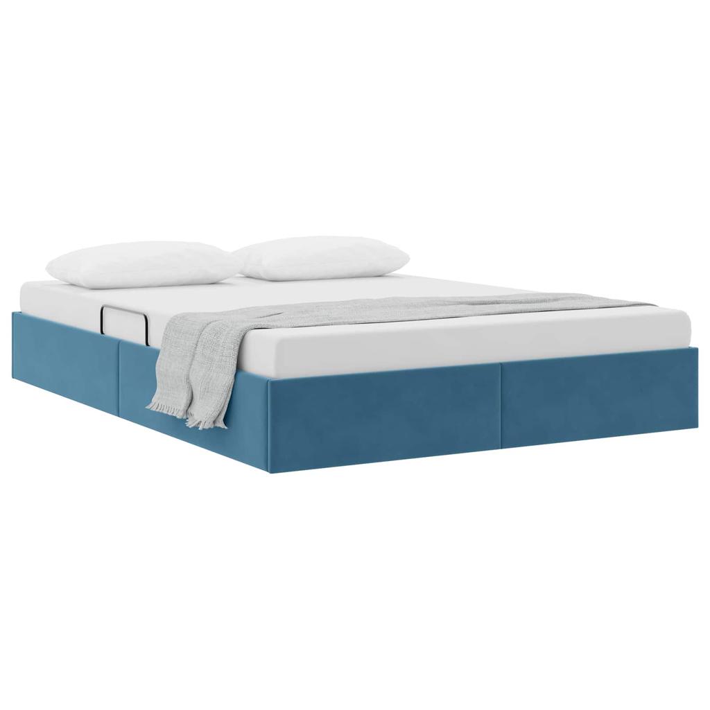 Ottoman Bed Frame with Storage Dark Blue 140 x 200 cm Velvet