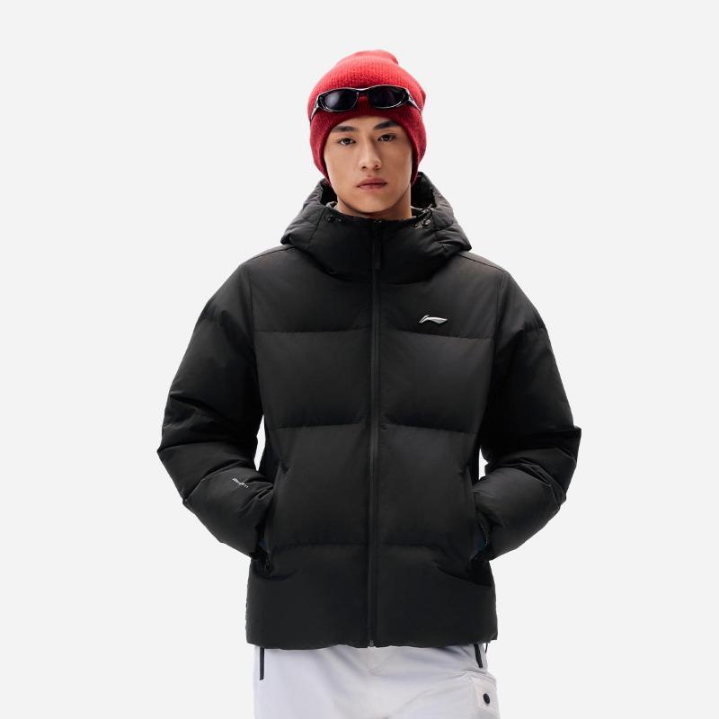 Li Ning Fitness Series Warm Anti-Static Hooded Logo Down Jacket Men Outerwear AYMV417-2