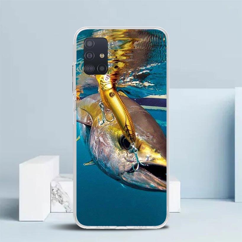 

Carp Fish Fishing Rod Hook Soft Cover for Samsung Galaxy A12 A22 A32 A52 A72 A02S Phone Case Note 20 Ultra 10 S10 Plus A51 A71 A Samsung Note 20Ultra