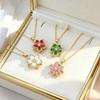 Bauhinia Zircon Flower Pendant: Rotating Titanium Steel Necklace for Women