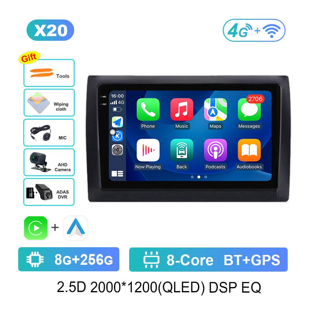 Car Radio Multimedia Player Android 14 for Fiat Stilo 2002 - 2010 4G DSP Stereo Navigation GPS Bluetooth QLED Touch Screen