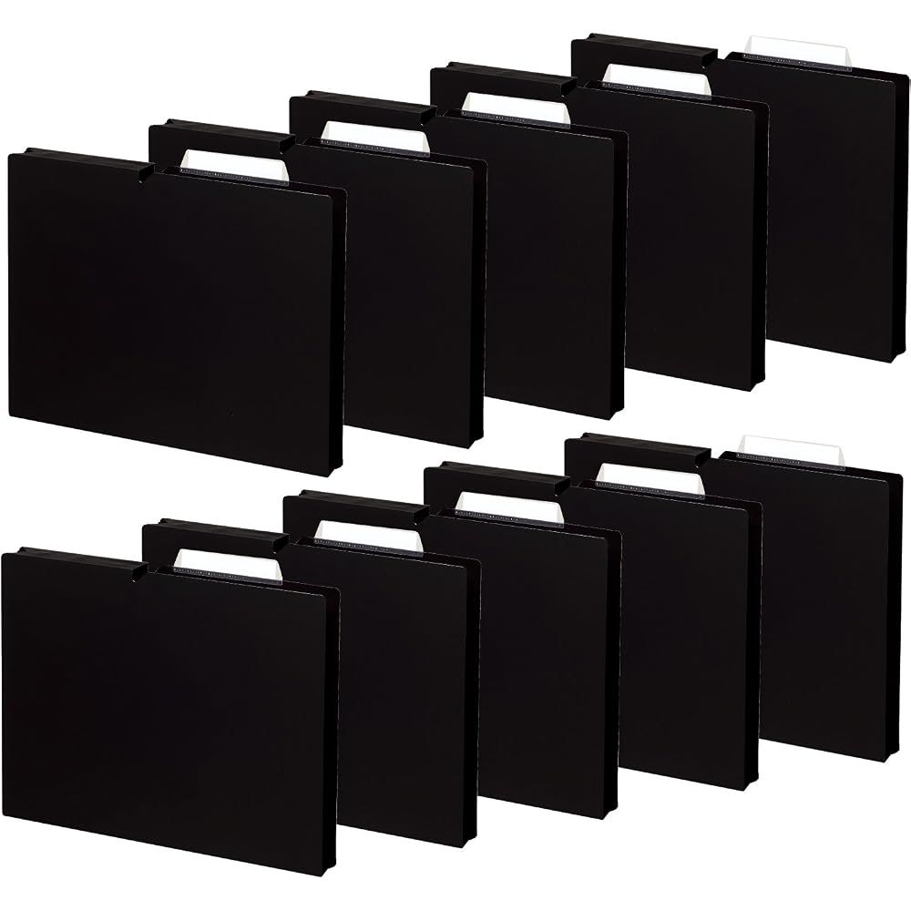 Kokuyo A4P-NEF30DX10 Individual File Folders, NEOS A4, 30mm, 3 Side Binding, 10 Books, Black