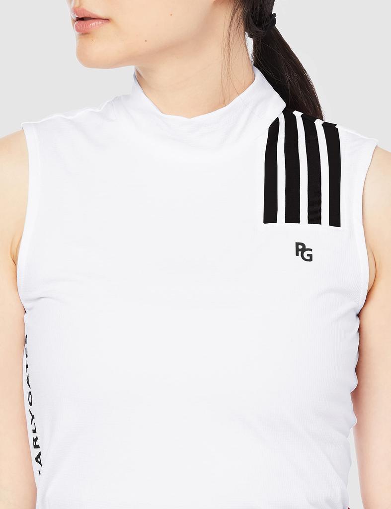 PEARLY GATES Women's Sleeveless Undershirt, Stretch Waffle / 055-3167422 030_White X Navy, Size 1 [M]