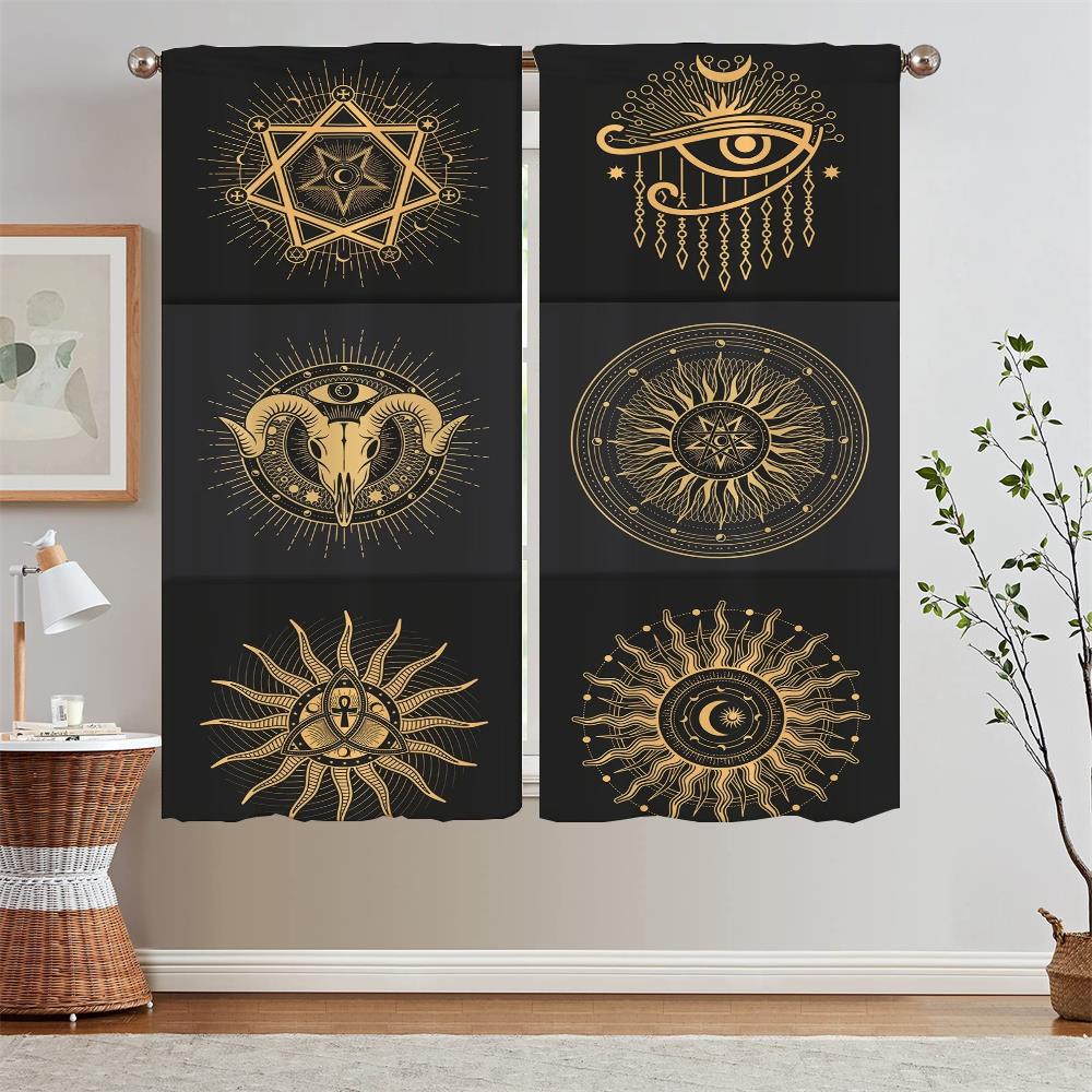 

Ретро Mystic Eye Ткань Шторы Подхваты Современные Шторы Для Гостиной Камеры Кухонные Шторы Салон 2 Части Кудри Щупальца W50xH70cmx2pcs-CL